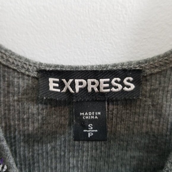 EXPRESS gray Sequin Tank Top 100% cotton Small - Picture 3 of 7
